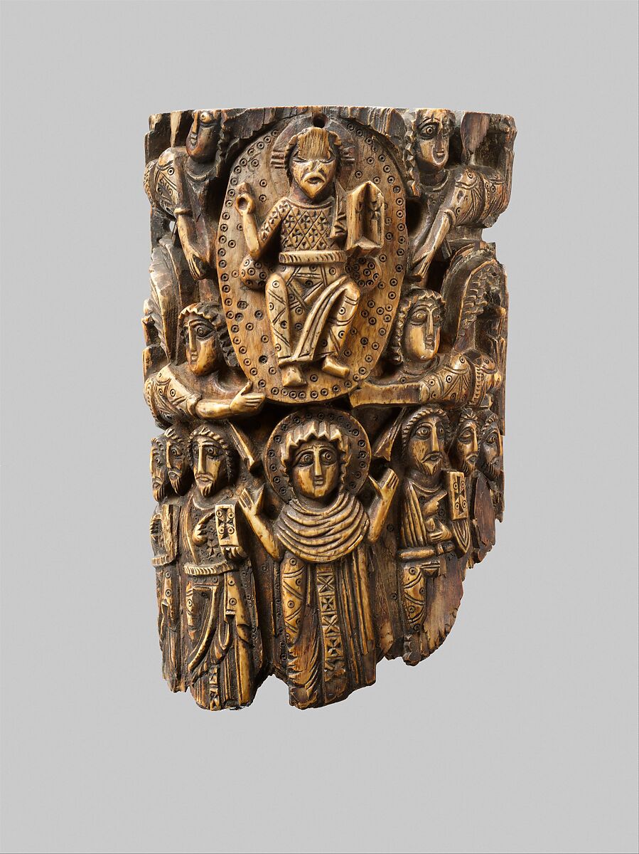 Tusk Fragment with the Ascension, Ivory; carved 