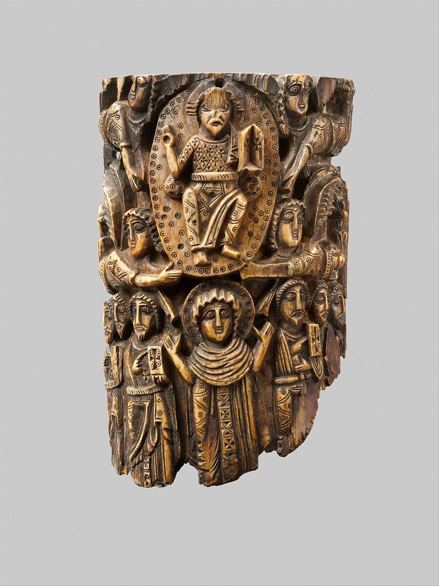 Tusk Fragment with the Ascension, Ivory; carved