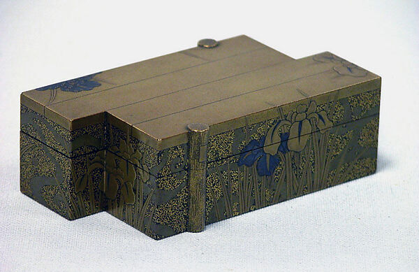 Incense Box (Kogo) with Design of Iris and Bridge (Yatsuhashi)