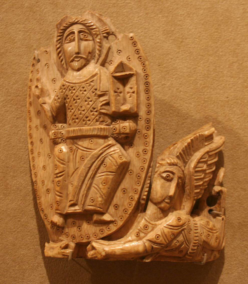 Tusk Fragment with Christ Enthroned, Ivory; carved