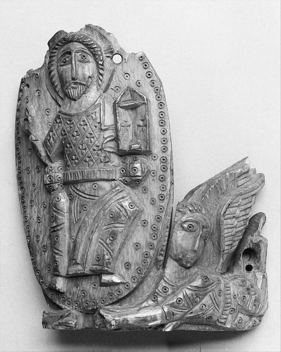 Tusk Fragment with Christ Enthroned, Ivory; carved