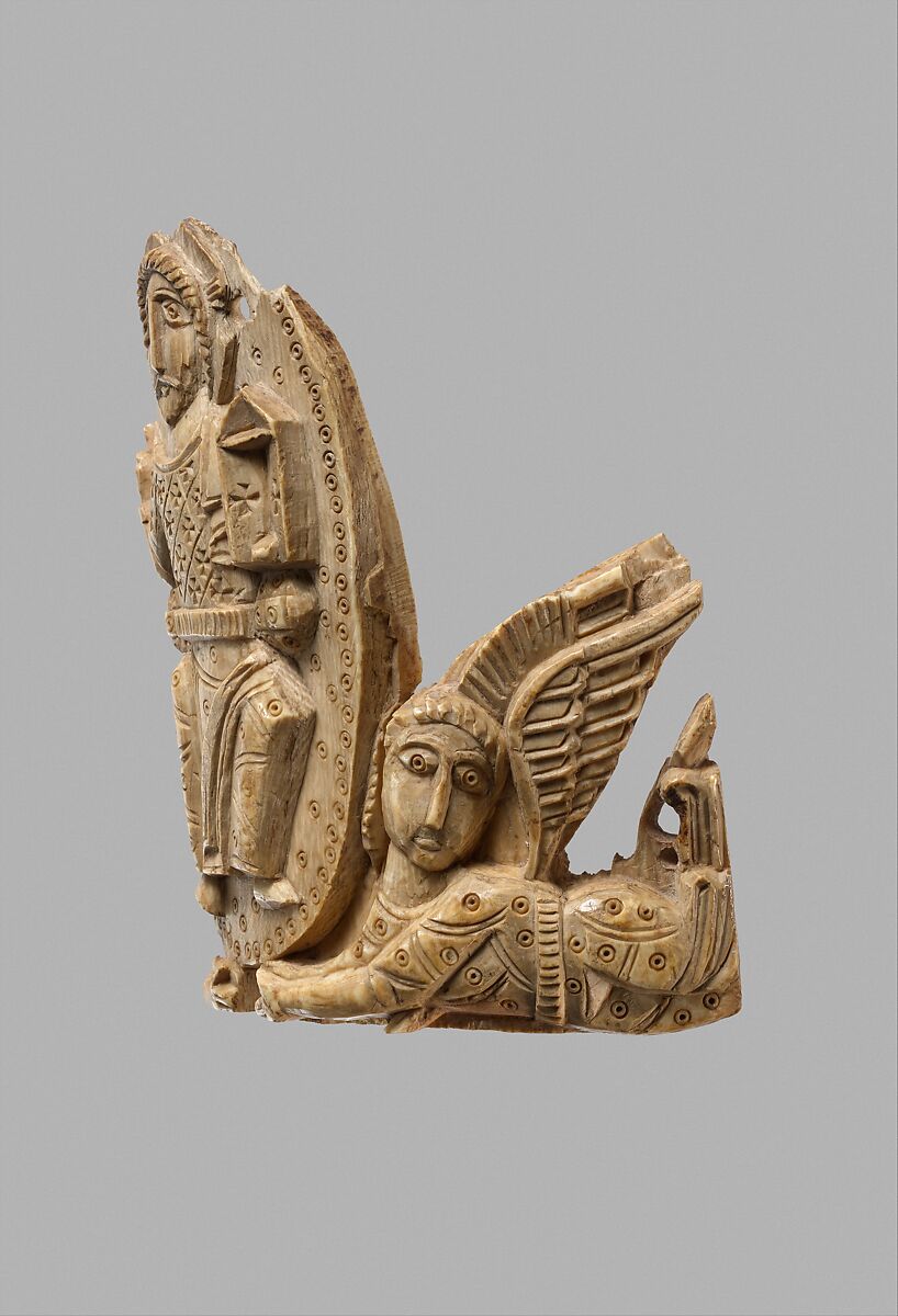 Tusk Fragment with Christ Enthroned, Ivory; carved