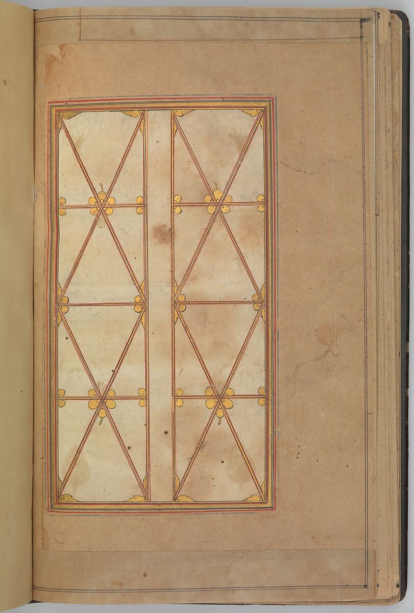Nan va Halva (Breads and Sweets), Muhammad Baha' al-Din al-'Amili (Iranian, born Syria, Baalbek 1547–1621 Isfahan), Ink, opaque watercolor, and gold on paper
Binding: leather