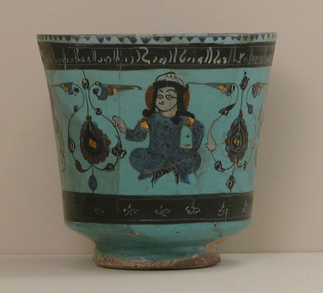 Beaker, Stonepaste; overglaze painted (mina'i)
