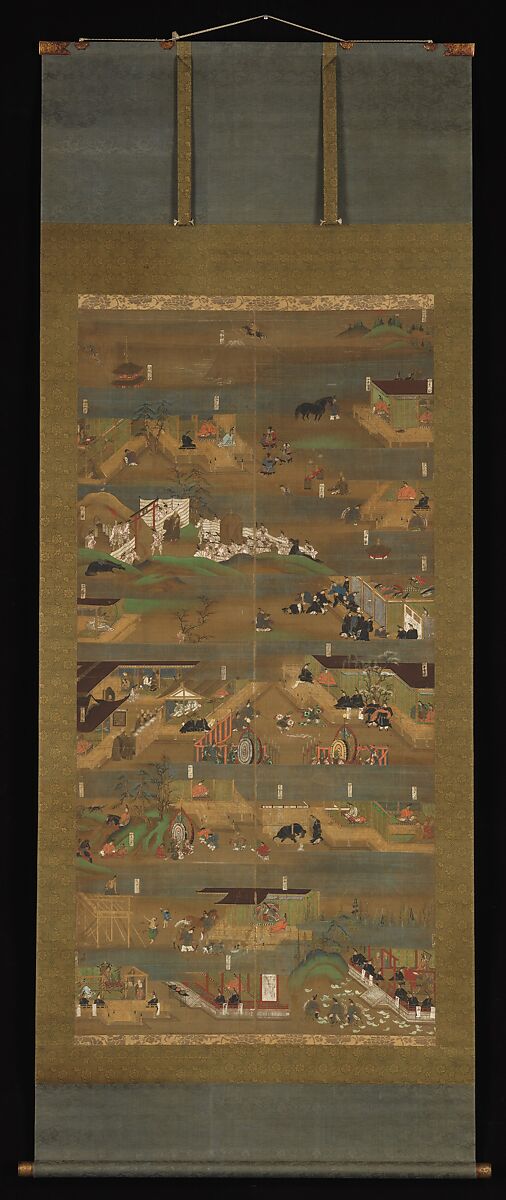 Illustrated Biography of Prince Shōtoku (Shōtoku Taishi e-den), One of two hanging scrolls; ink, color, and gold on silk, Japan