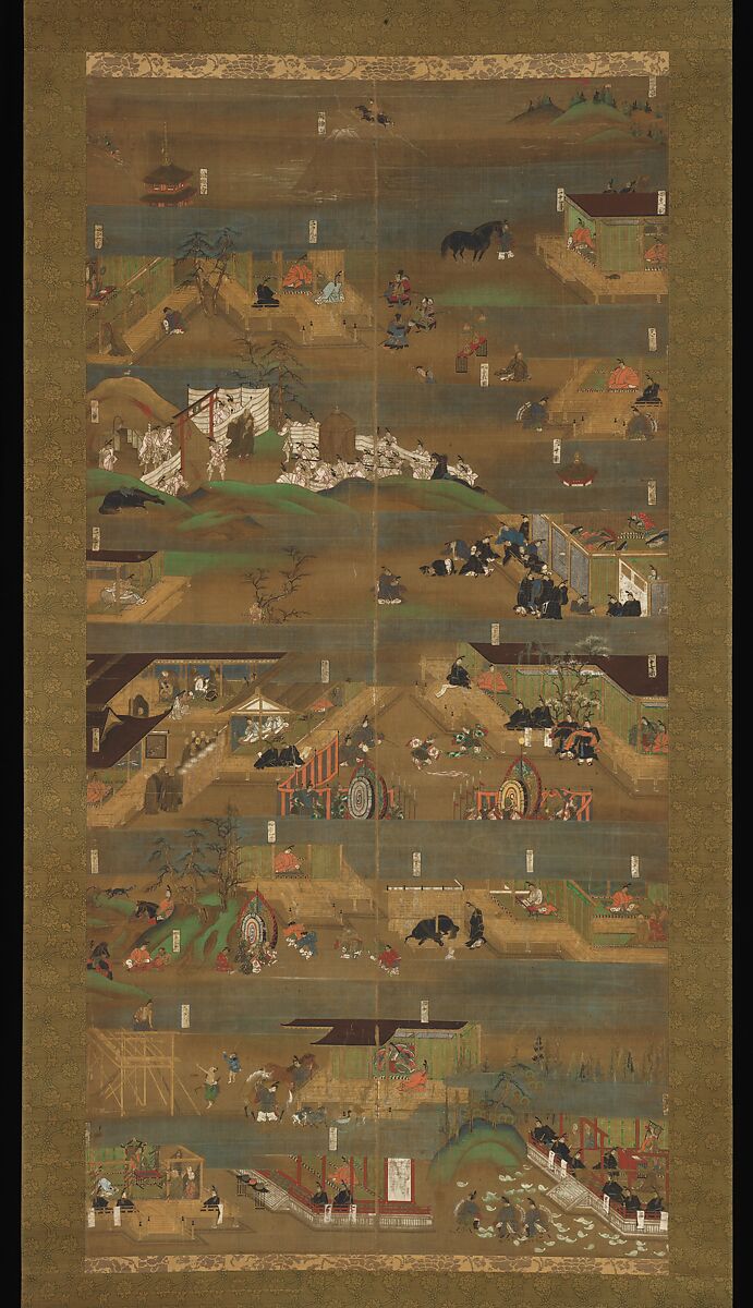 Illustrated Biography of Prince Shōtoku (Shōtoku Taishi e-den), One of two hanging scrolls; ink, color, and gold on silk, Japan 