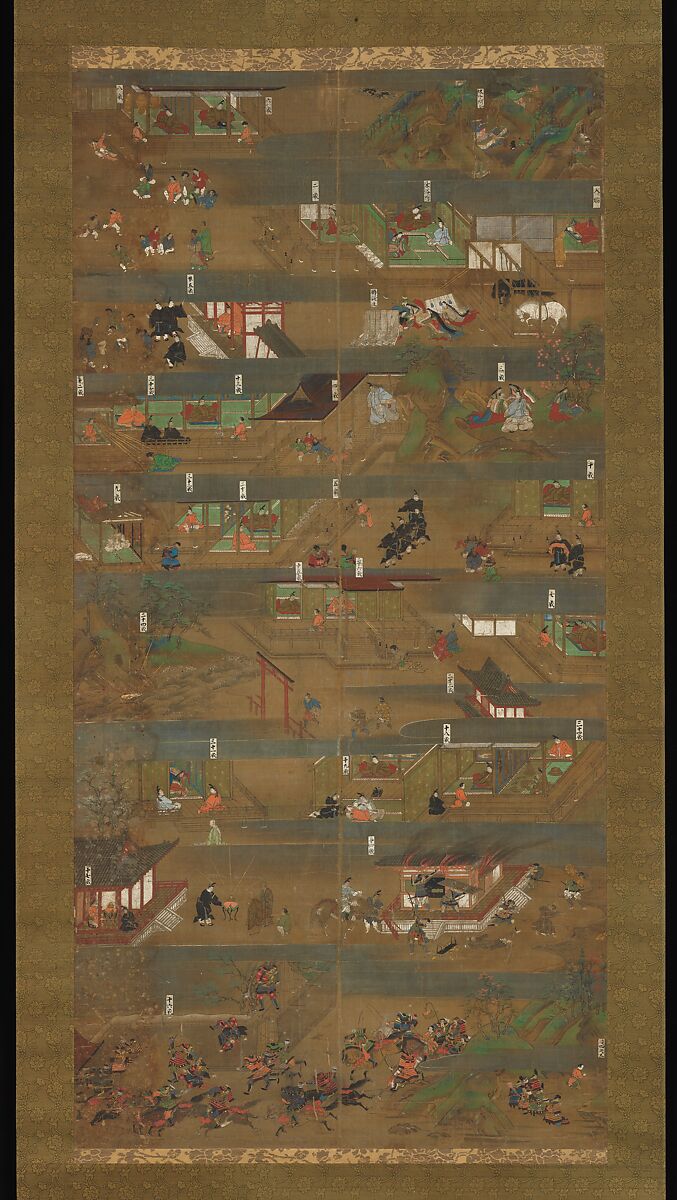 Illustrated Biography of Prince Shōtoku (Shōtoku Taishi e-den), One of two hanging scrolls; ink, color, and gold on silk, Japan