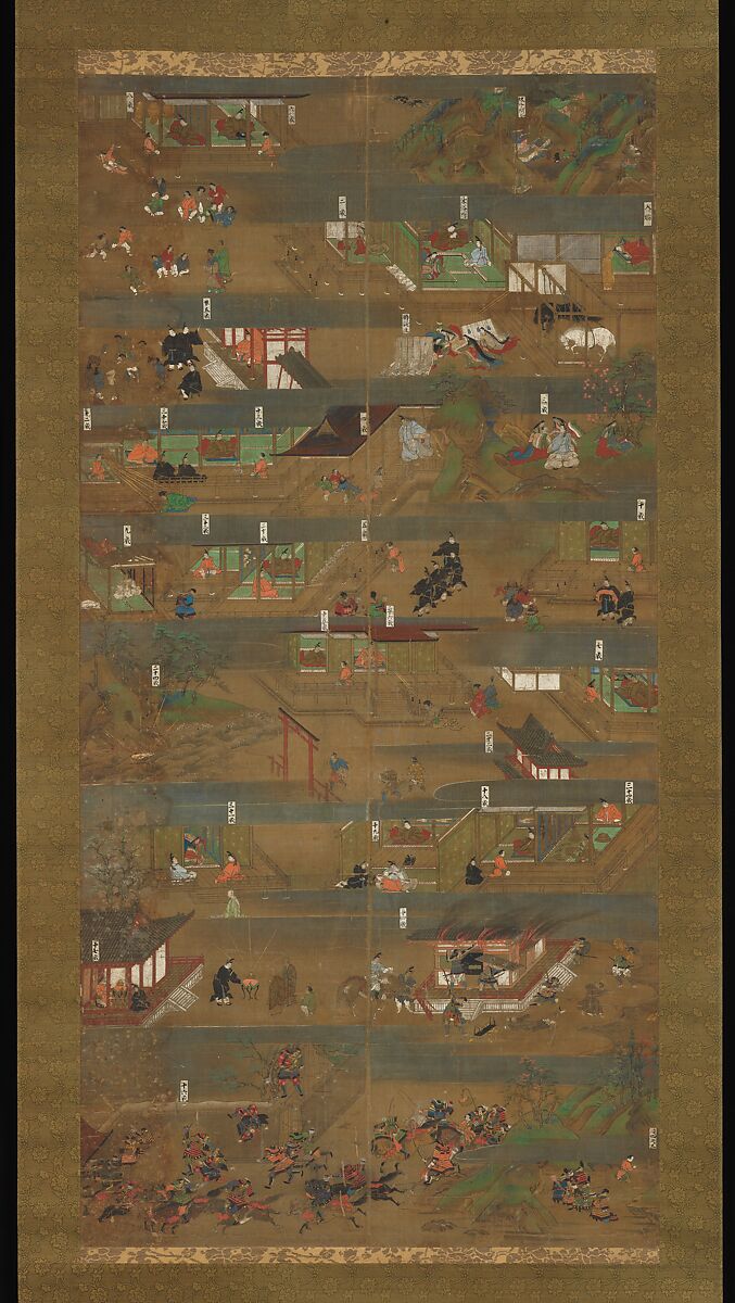 Illustrated Biography of Prince Shōtoku (Shōtoku Taishi e-den), One of two hanging scrolls; ink, color, and gold on silk, Japan 