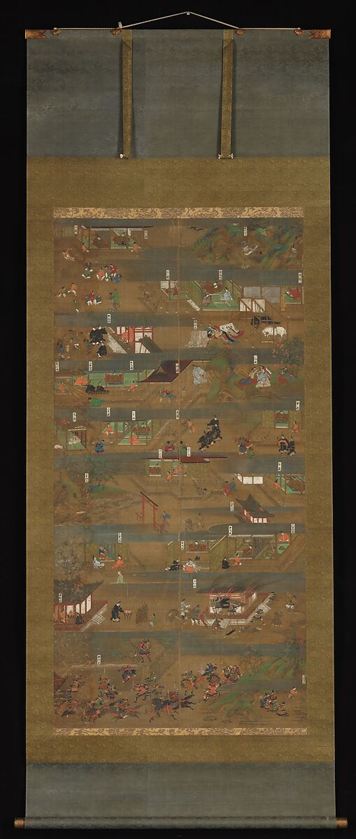 Illustrated Biography of Prince Shōtoku (Shōtoku Taishi e-den), One of two hanging scrolls; ink, color, and gold on silk, Japan
