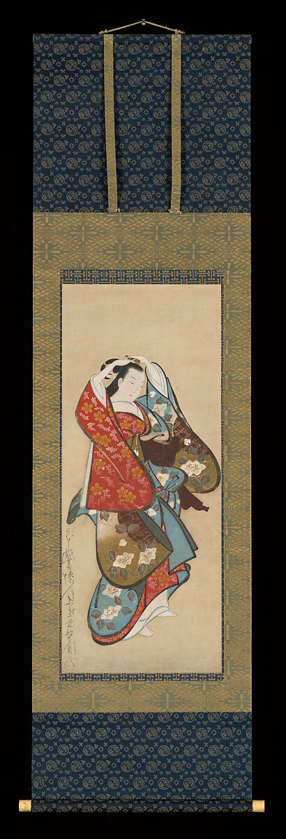 Beautiful Woman, Kaigetsudō Dohan (active 1710–16), Hanging scroll; ink and color on paper, Japan