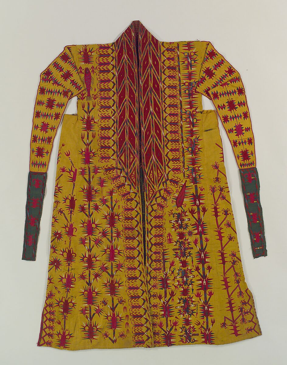 Robe (Chyrpy), Silk; embroidered in silk thread; cotton lining 