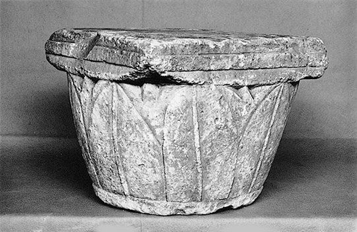 Capital with Palm Leaves, Limestone; carved in relief