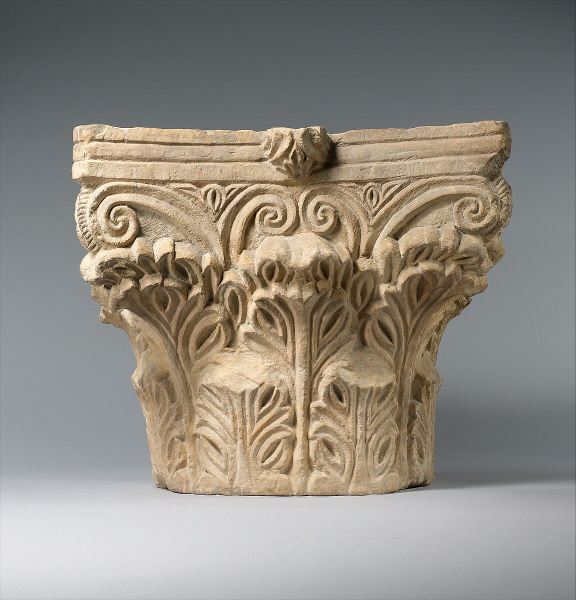 Capital with Acanthus Leaves, Limestone; carved 