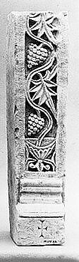 Door Post with Grapevine Emerging from a Chalice and a Small Cross, Limestone; carved in relief