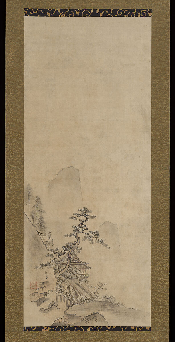 Chinese Woman in a Boat and Figures in Landscapes, Attributed to Kano Kōi (Japanese, died 1636), Triptych of hanging scrolls; ink and color on paper, Japan