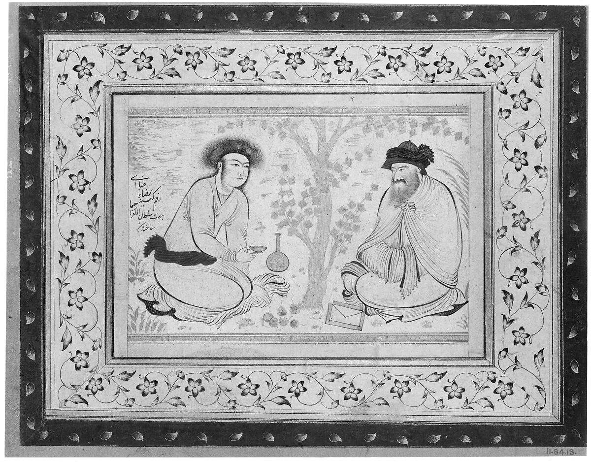 Youth and Dervish, Ink, opaque watercolor, and gold on paper (tinted drawing)