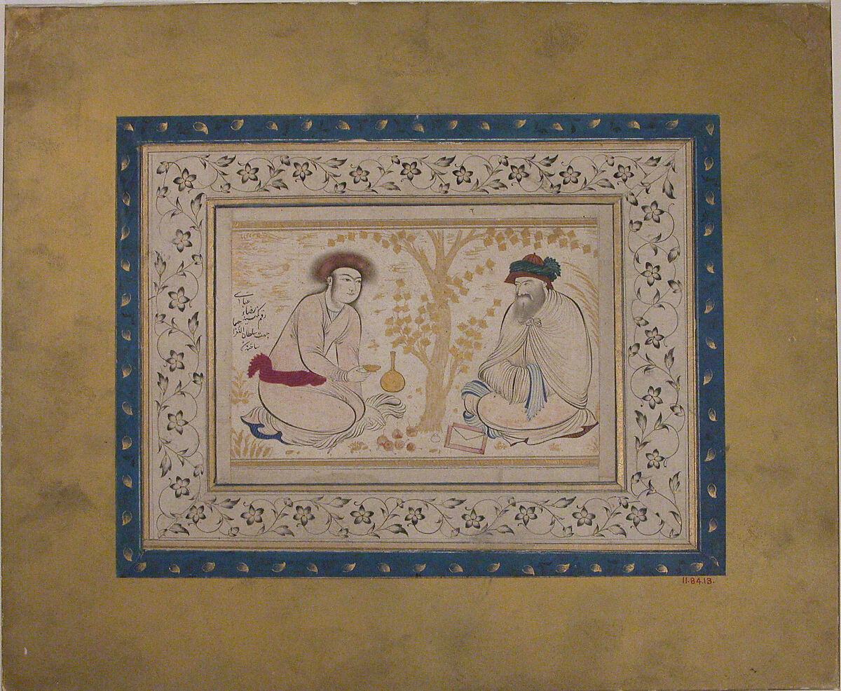 Youth and Dervish, Ink, opaque watercolor, and gold on paper (tinted drawing)