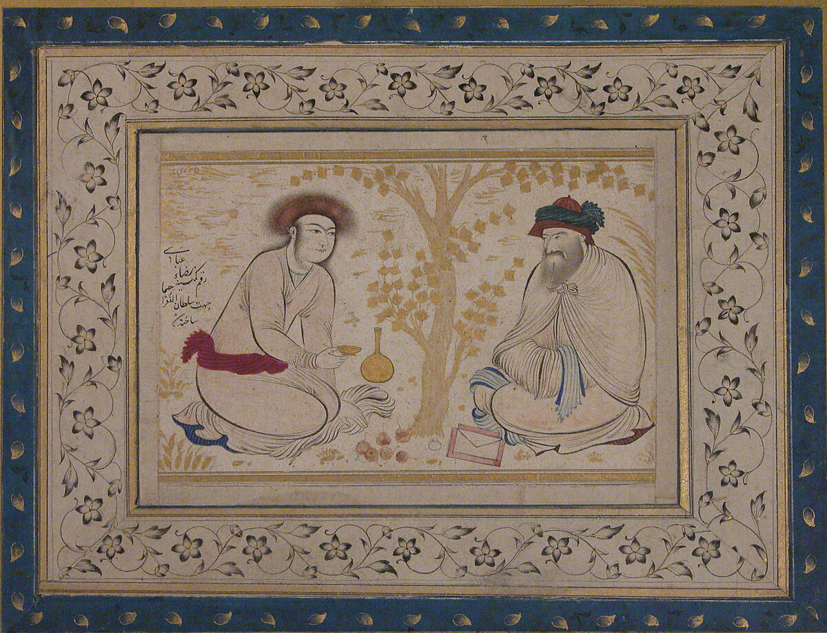 Youth and Dervish, Ink, opaque watercolor, and gold on paper (tinted drawing)