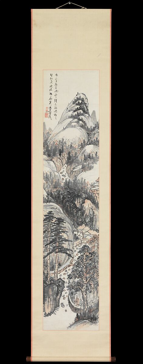 Visiting a Friend in Autumn, Okada Beisanjin (Japanese, 1744–1820), Hanging scroll; ink and color on paper, Japan