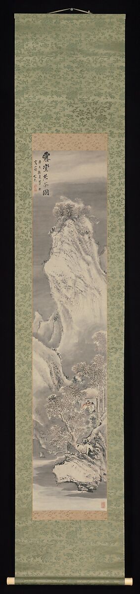 Brewing Tea in a Snow-Covered Hut, Tani Bunchō (Japanese, 1763–1840), Hanging scroll; ink and  color on paper, Japan