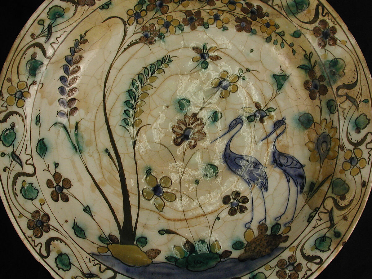 Dish, Stonepaste; underglaze painted