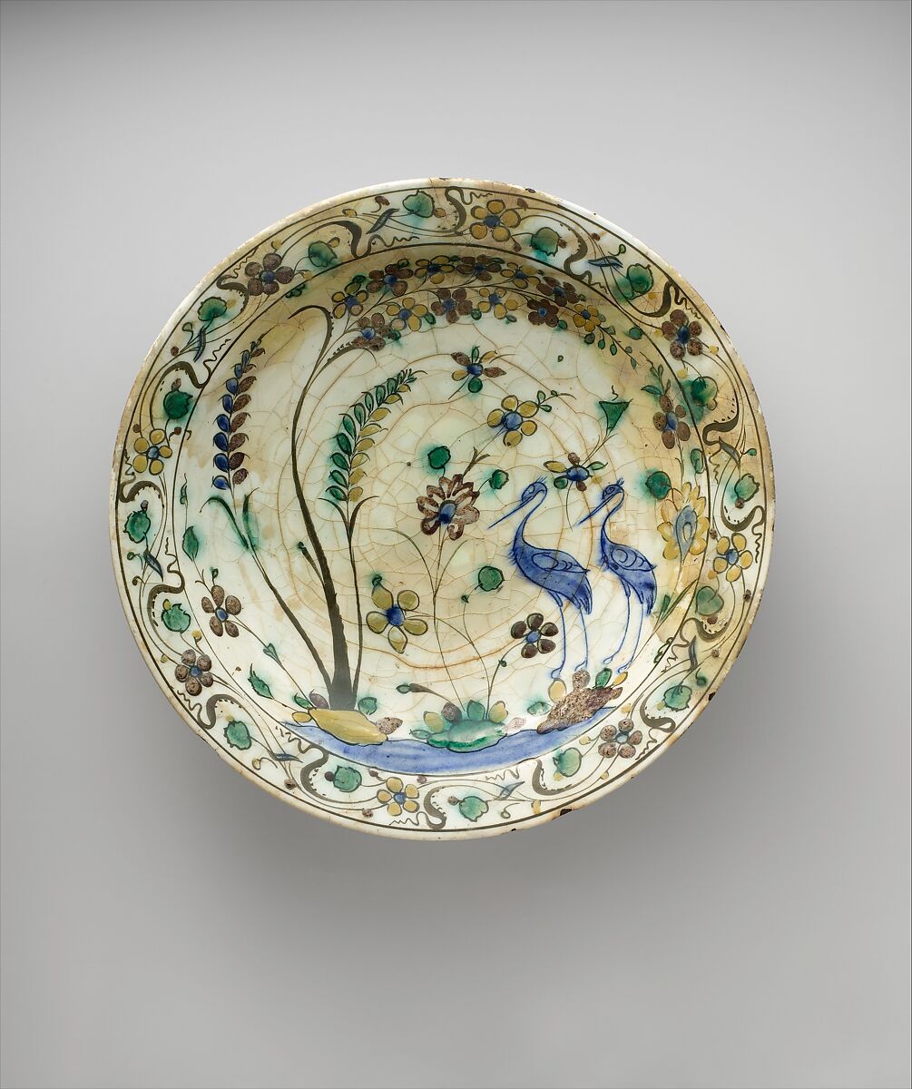 Dish, Stonepaste; underglaze painted