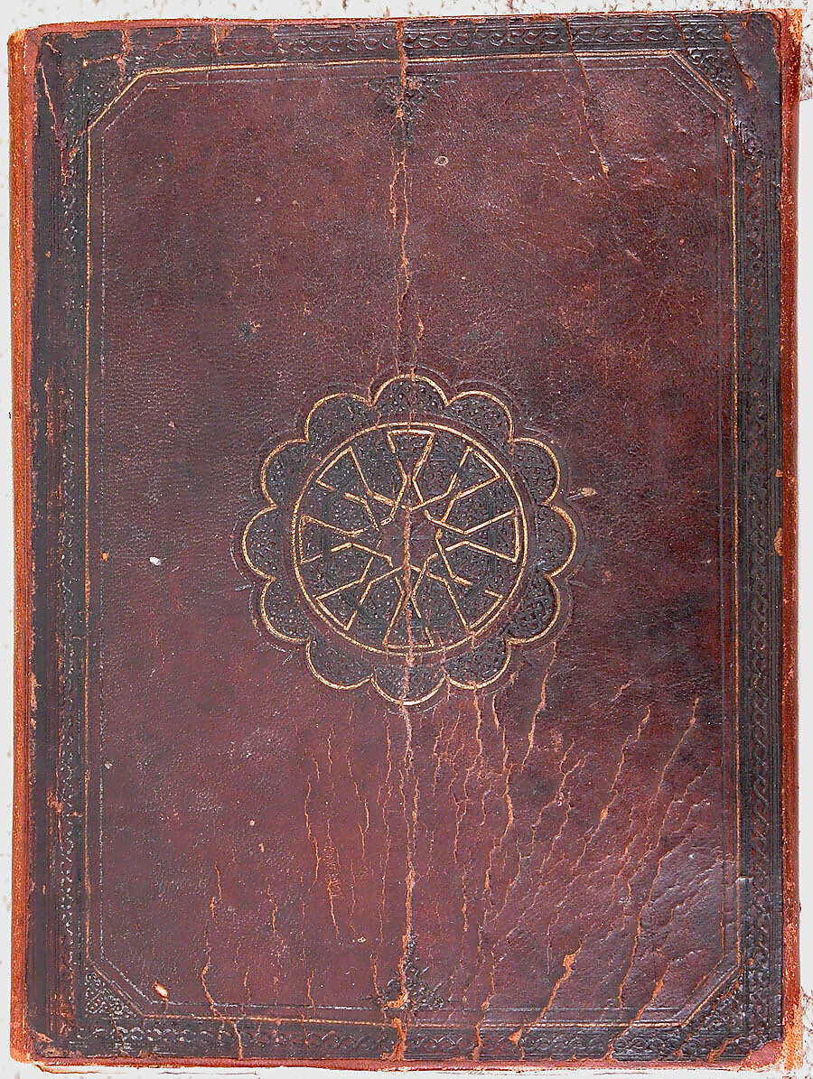 Section from a Qur'an, Ink, opaque watercolor, and gold on paper; tooled leather binding
