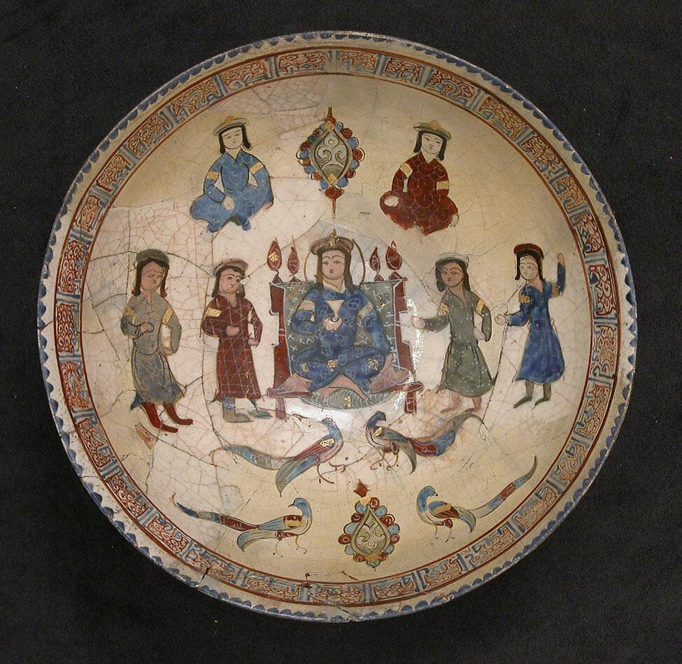 Bowl, Stonepaste; overglaze painted (mina'i)