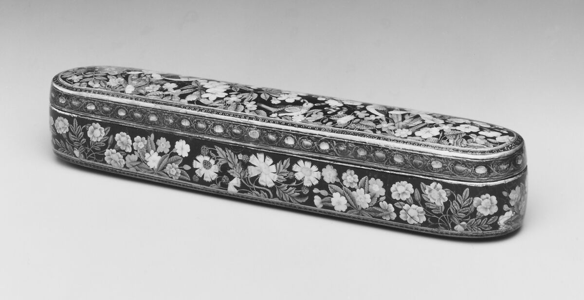 Pen Box with a Europeanizing Landscape, Haji Muhammad (Iranian), Papier-maché; painted and lacquered