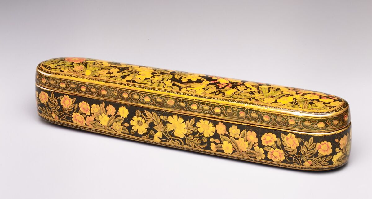Pen Box with a Europeanizing Landscape, Haji Muhammad (Iranian), Papier-maché; painted and lacquered
