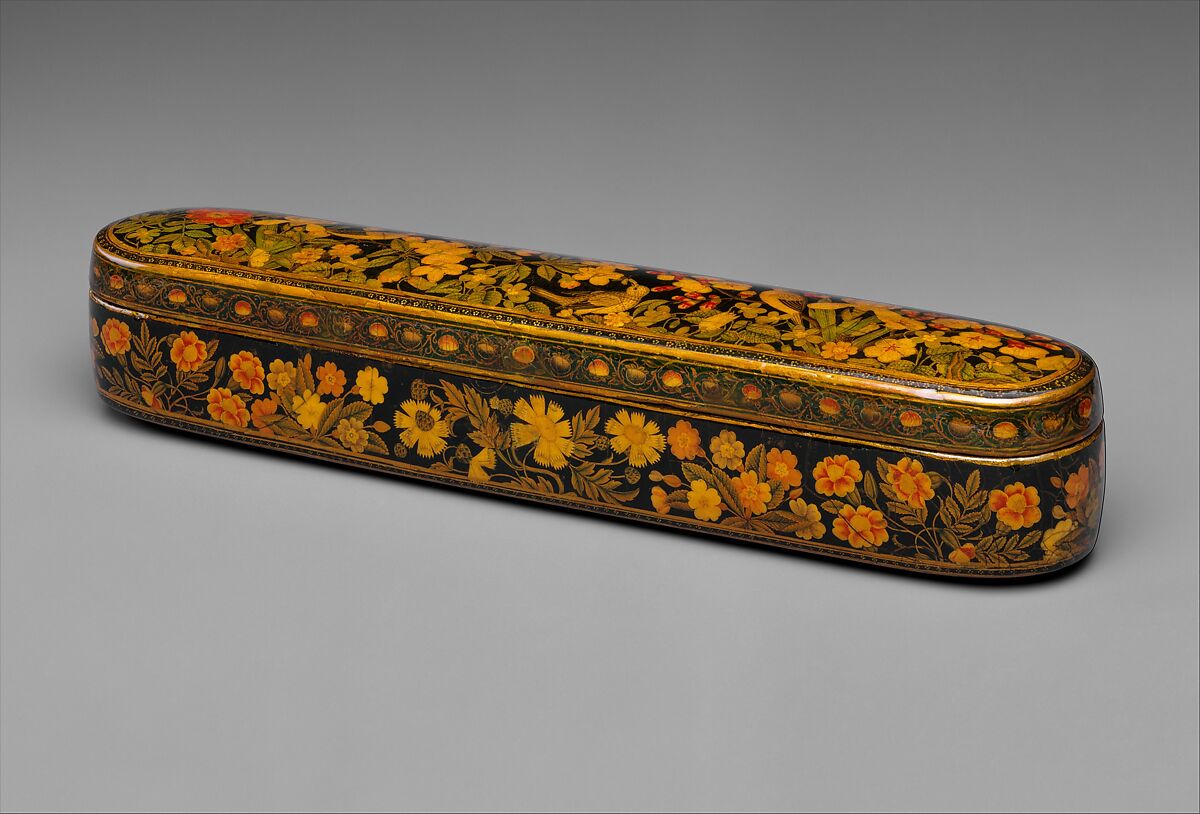 Pen Box with a Europeanizing Landscape, Haji Muhammad (Iranian), Papier-maché; painted and lacquered