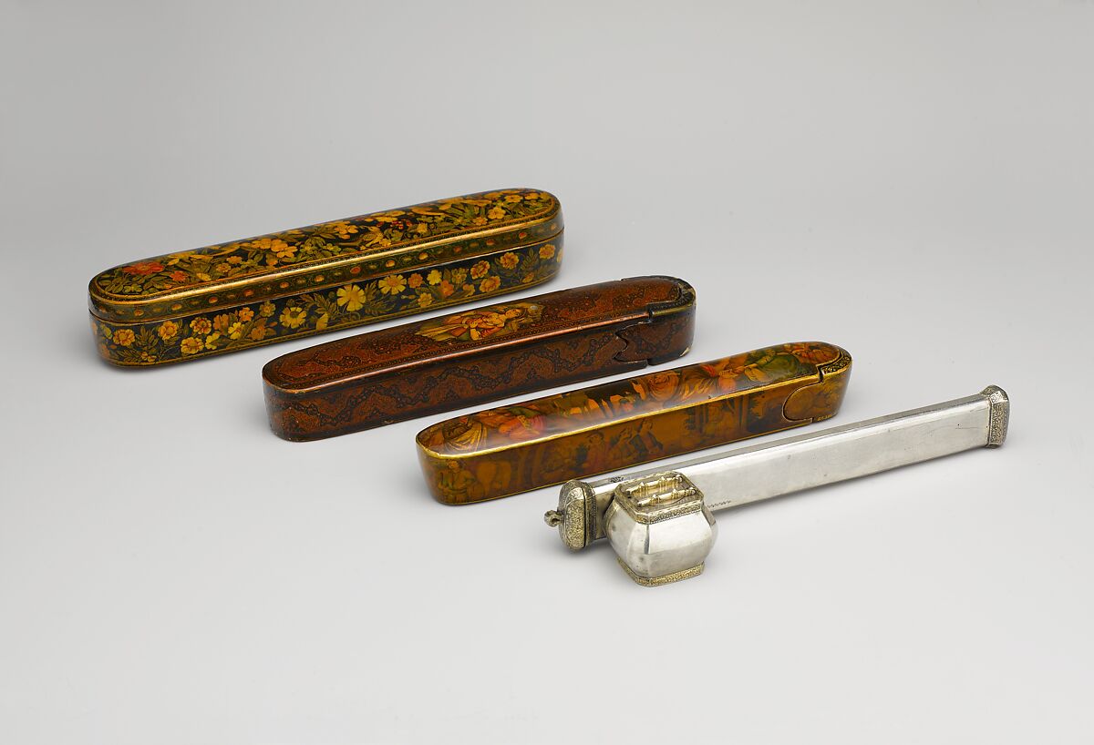 Pen Box with a Europeanizing Landscape, Haji Muhammad (Iranian), Papier-maché; painted and lacquered
