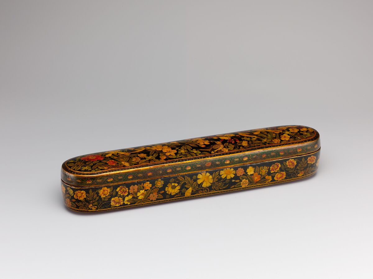 Pen Box with a Europeanizing Landscape, Haji Muhammad (Iranian), Papier-maché; painted and lacquered 