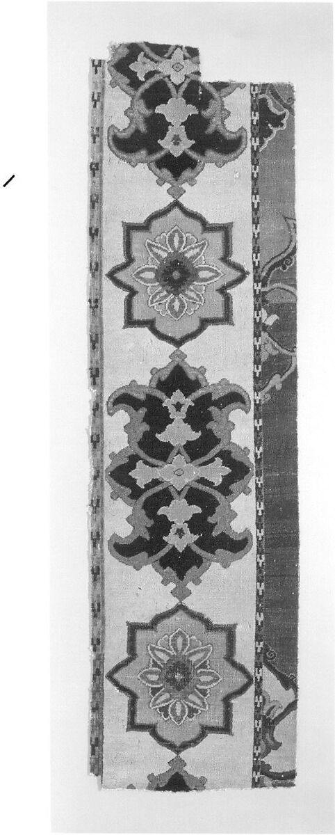 Carpet Fragment, Cotton and silk (foundation), wool (pile); asymmetrically knotted pile