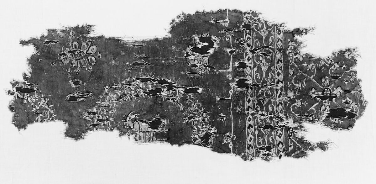 Tapestry-Woven Fragment, Wool; slit-tapestry weave with eccentric wefts