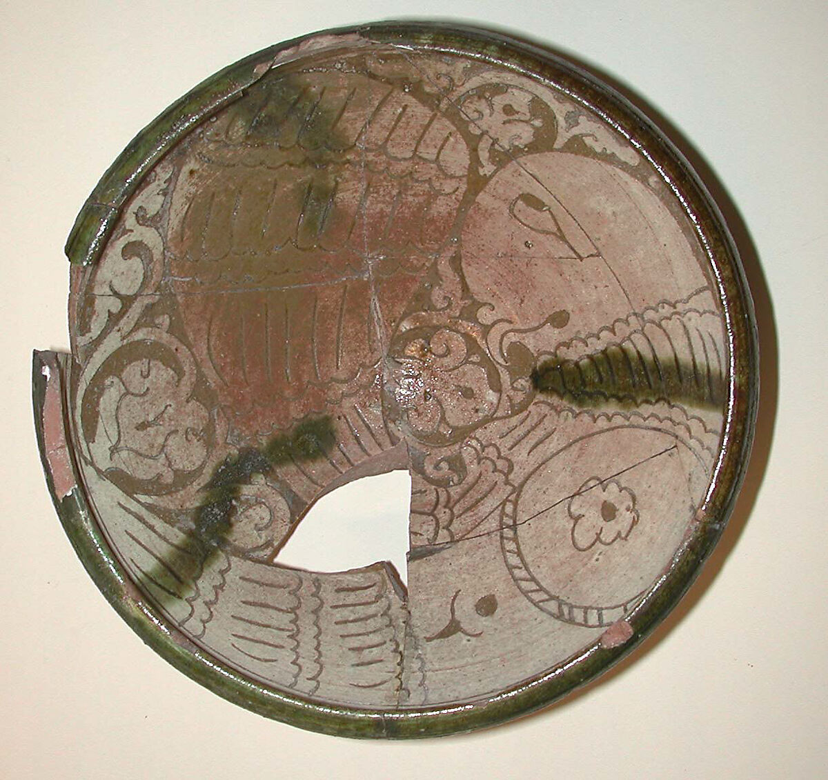 Bowl, Earthenware; carved and glazed
