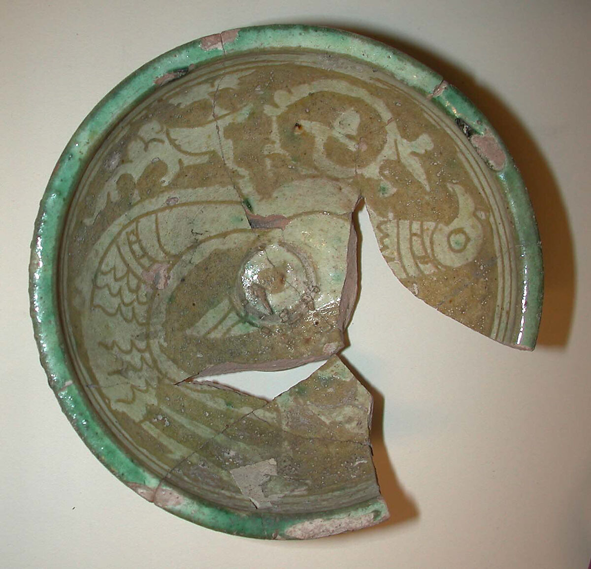 Bowl, Earthenware; carved and glazed