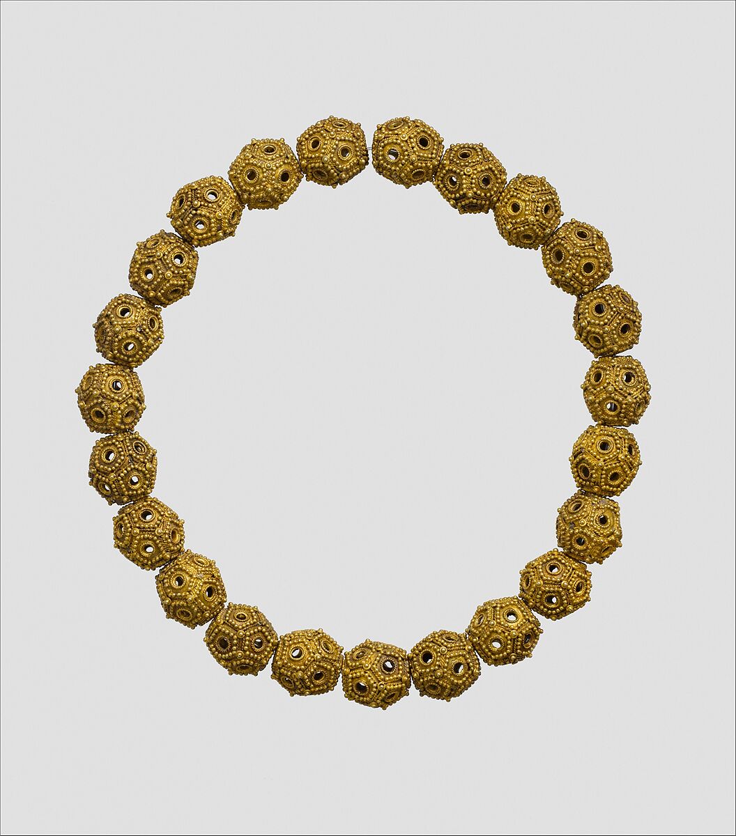 Necklace, Gold sheet; granulation, twisted wire
