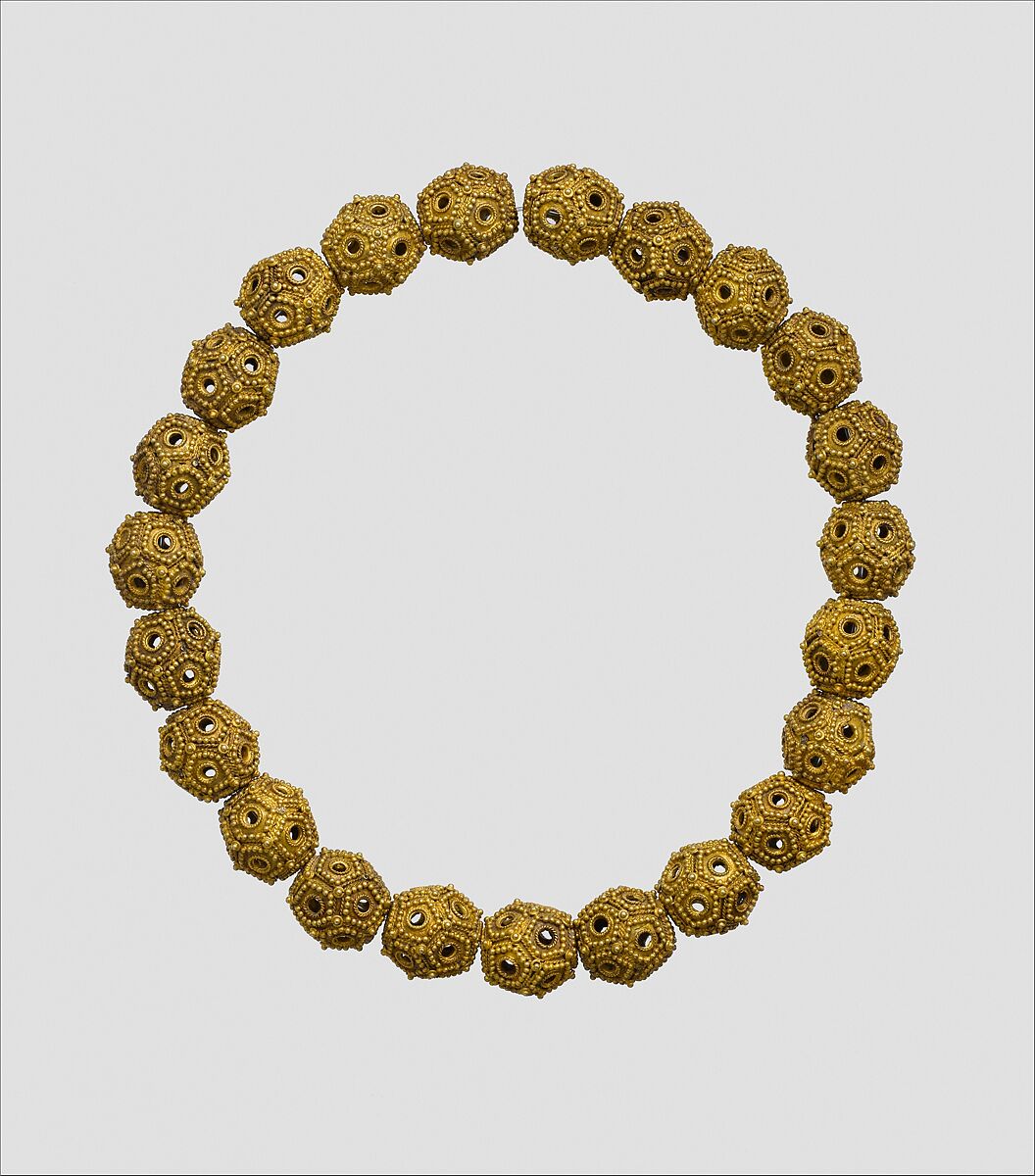 Necklace, Gold sheet; granulation, twisted wire 