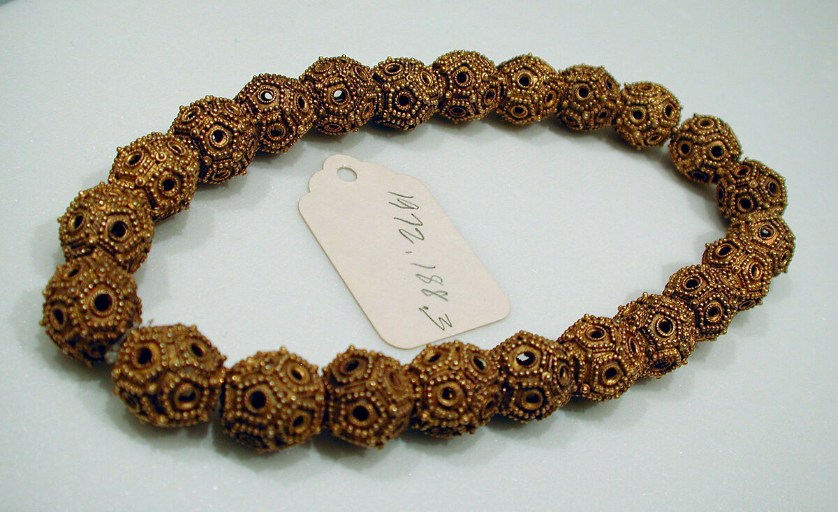 Necklace, Gold sheet; granulation, twisted wire