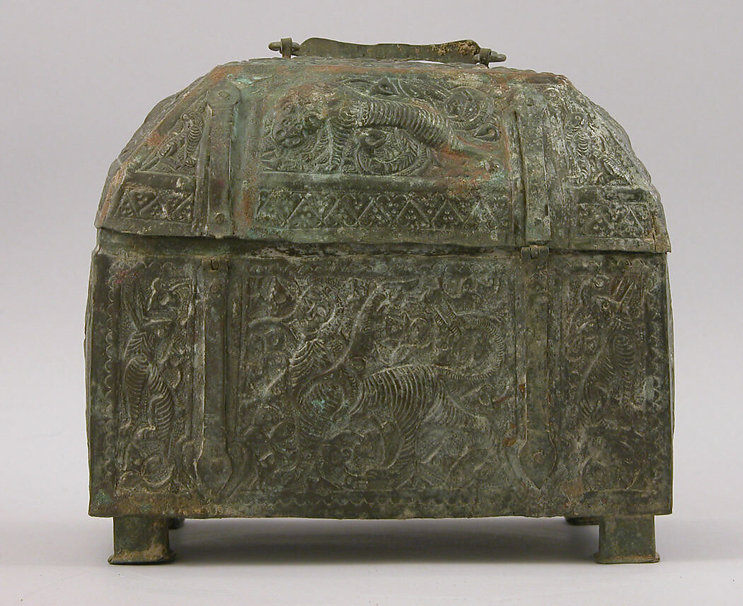 Casket, Brass; hammered in repoussé and chased 