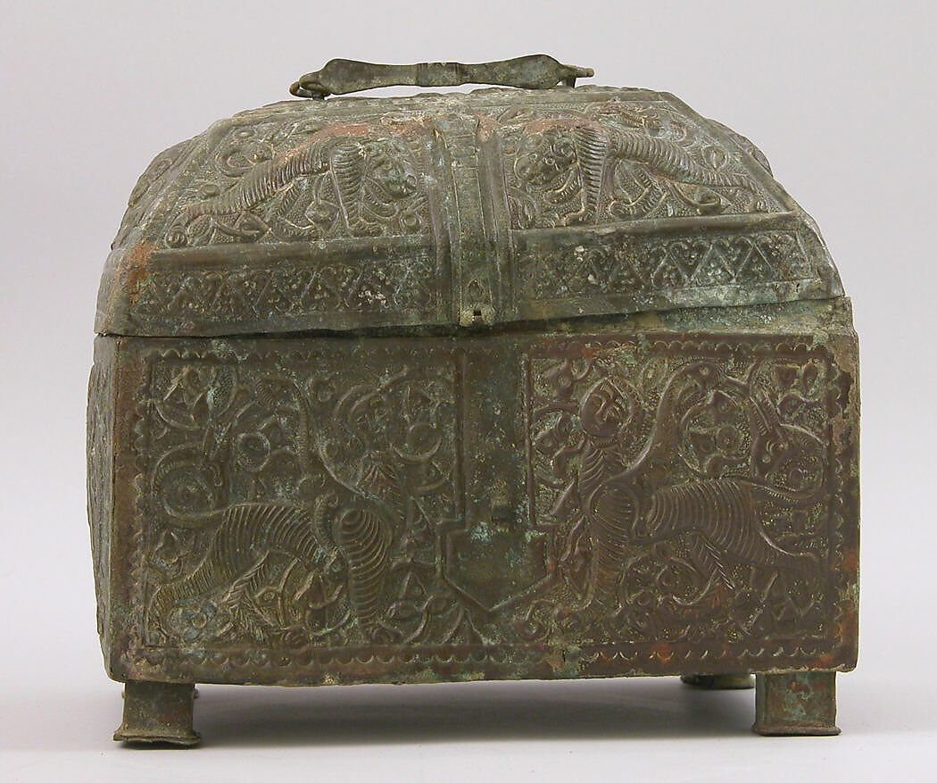 Casket, Brass; hammered in repoussé and chased