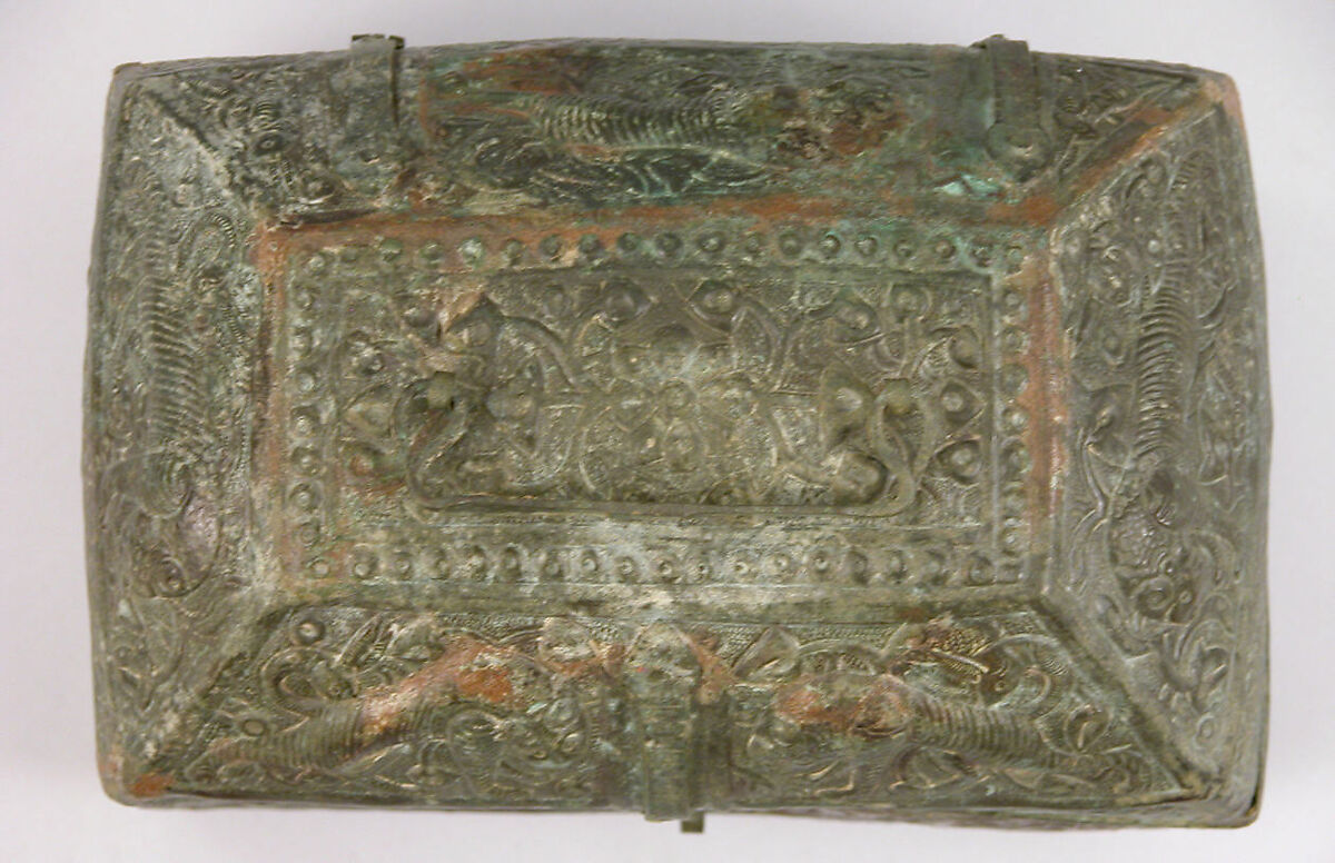 Casket, Brass; hammered in repoussé and chased