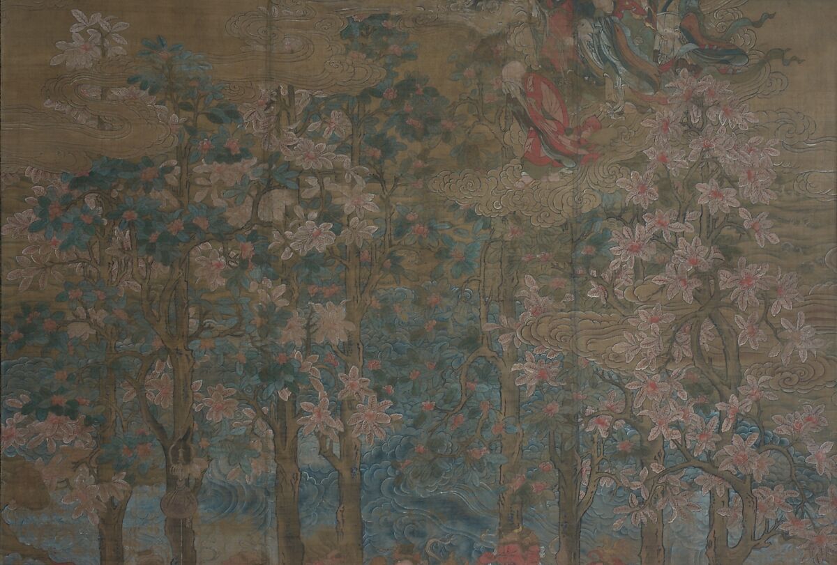 Death of the Historical Buddha (Nehan-zu), Hanging scroll; ink, color, and gold on silk, Japan