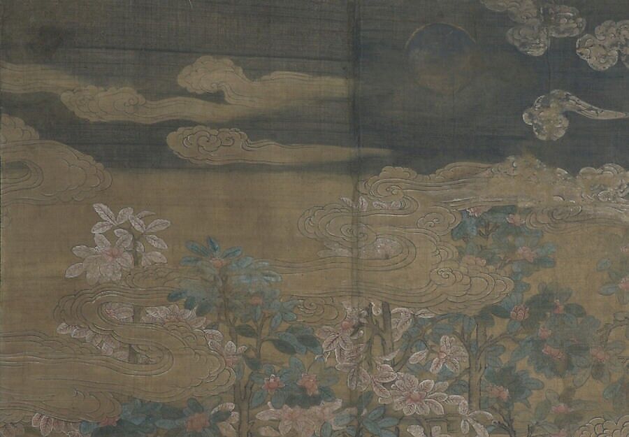Death of the Historical Buddha (Nehan-zu), Hanging scroll; ink, color, and gold on silk, Japan