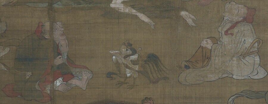 Death of the Historical Buddha (Nehan-zu), Hanging scroll; ink, color, and gold on silk, Japan