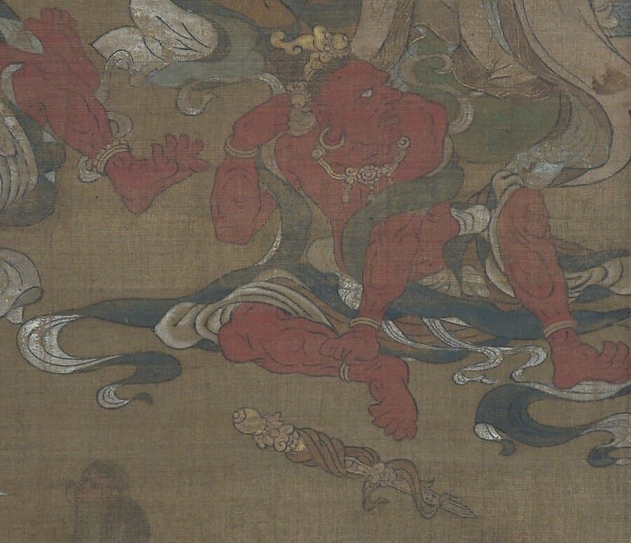 Death of the Historical Buddha (Nehan-zu), Hanging scroll; ink, color, and gold on silk, Japan