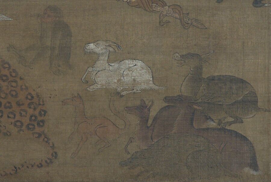 Death of the Historical Buddha (Nehan-zu), Hanging scroll; ink, color, and gold on silk, Japan