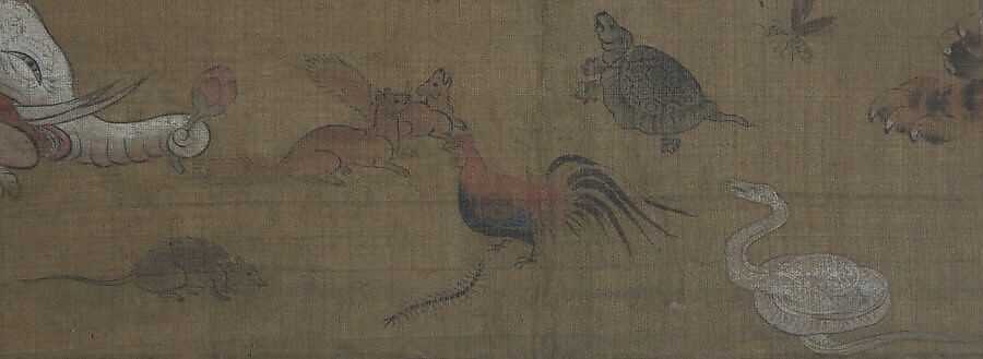 Death of the Historical Buddha (Nehan-zu), Hanging scroll; ink, color, and gold on silk, Japan
