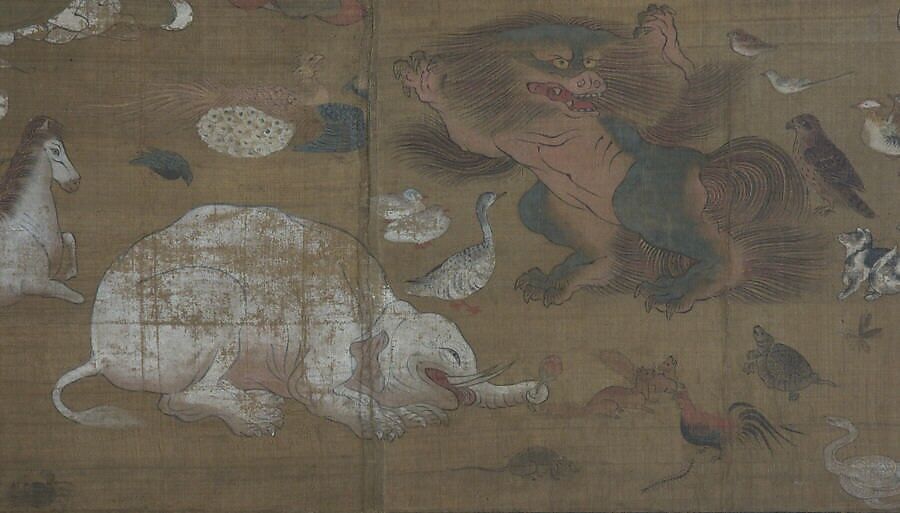 Death of the Historical Buddha (Nehan-zu), Hanging scroll; ink, color, and gold on silk, Japan
